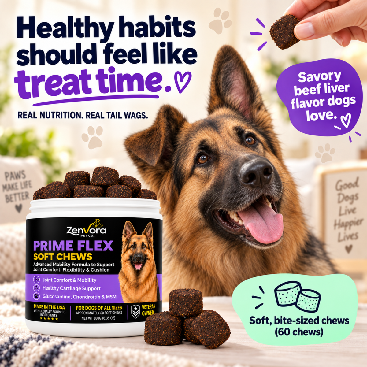 Prime Flex Hip & Joint Soft Chews for Dogs
